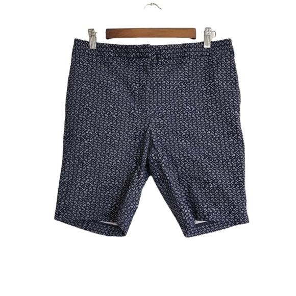 Mario Serrani Pants - Mario Serrani  Diamond Print Blue Women's Bermuda Shorts Size 10